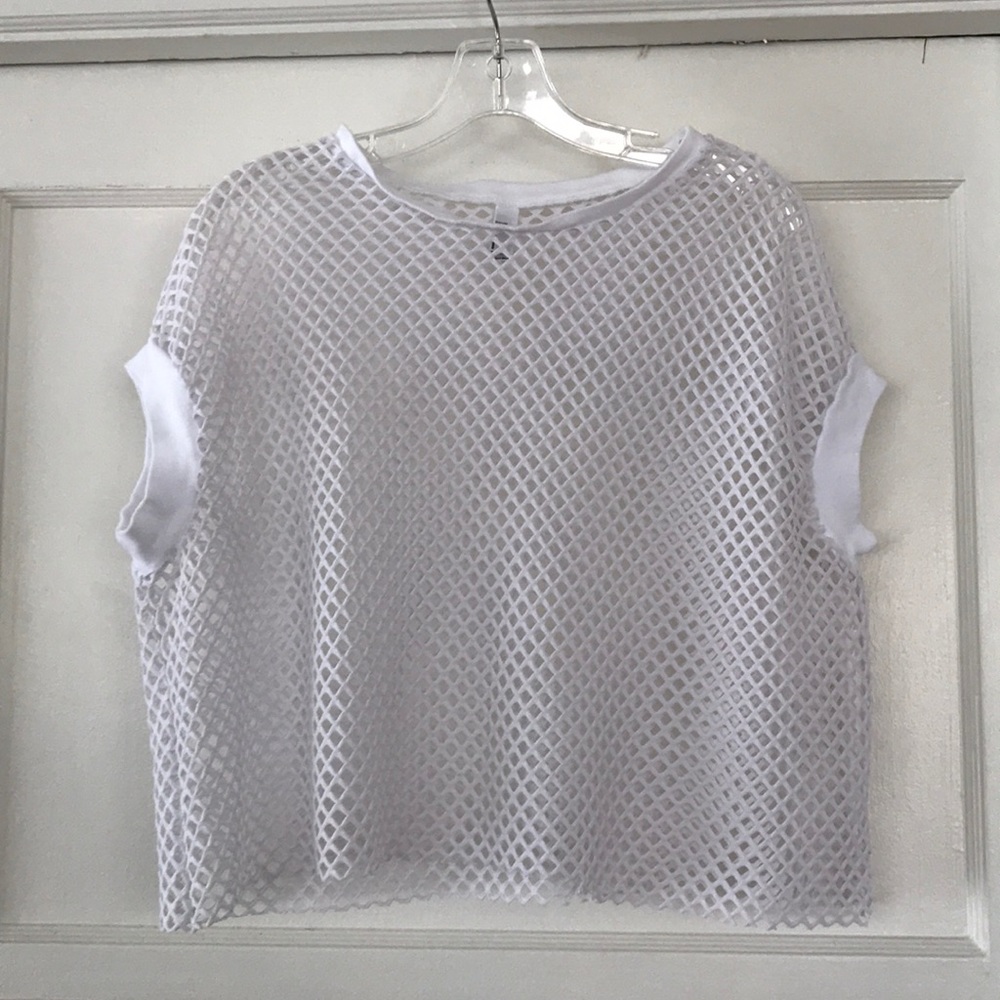 American Apparel white mesh slouchy crop tee
